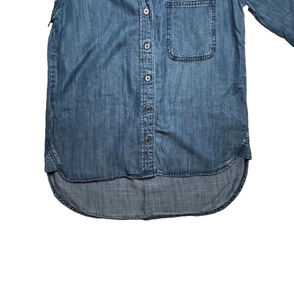 Cloth & Stone Tencel Anthropologie Chambray Button Down Top XS Soft Denim Shirt - Picture 13 of 15